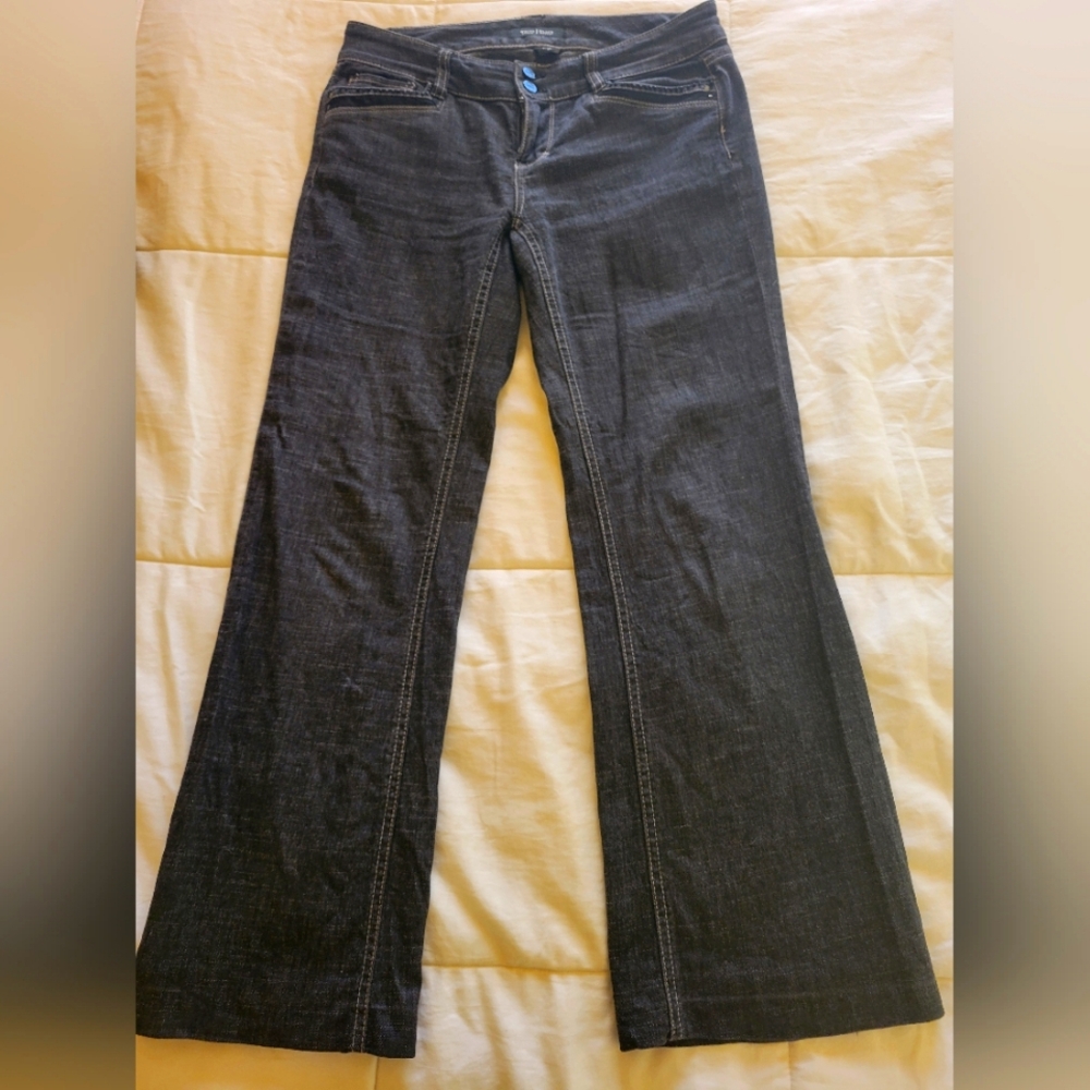White House Black Market Blanc Womens Jeans Black Denim 2R Flare Bottom Stretch